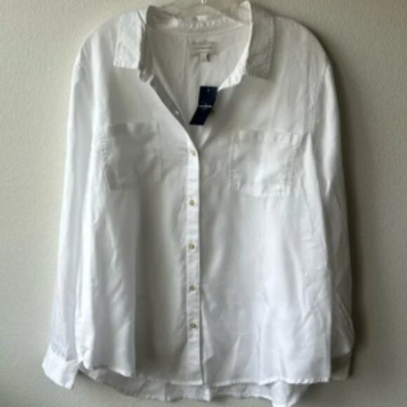 NWT Lucky Brand top white button up classic size 1X Dress shirt - Picture 1 of 6